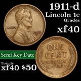 1911-d Lincoln Cent 1c Grades xf