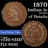 1870 Indian Cent 1c Grades vf details