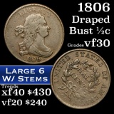 1806 Draped Bust Half Cent 1/2c Grades vf++ (fc)