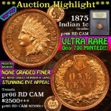 ***Auction Highlight*** Proof 1875 Indian Cent 1c Graded Gem+ Proof Red Cameo by USCG (fc)