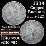 1834 Capped Bust Half Dollar 50c Grades vf+