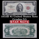 *** STAR NOTE 1953B $2 Red Seal United States Note Grades f+