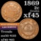 1869 Two Cent Piece 2c Grades xf+