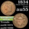 1834 Classic Head half cent 1/2c Grades Choice AU (fc)