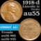 1918-d Lincoln Cent 1c Grades Choice AU