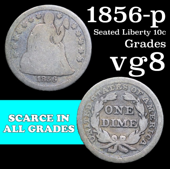 1856-p Seated Liberty Dime 10c Grades vg, very good