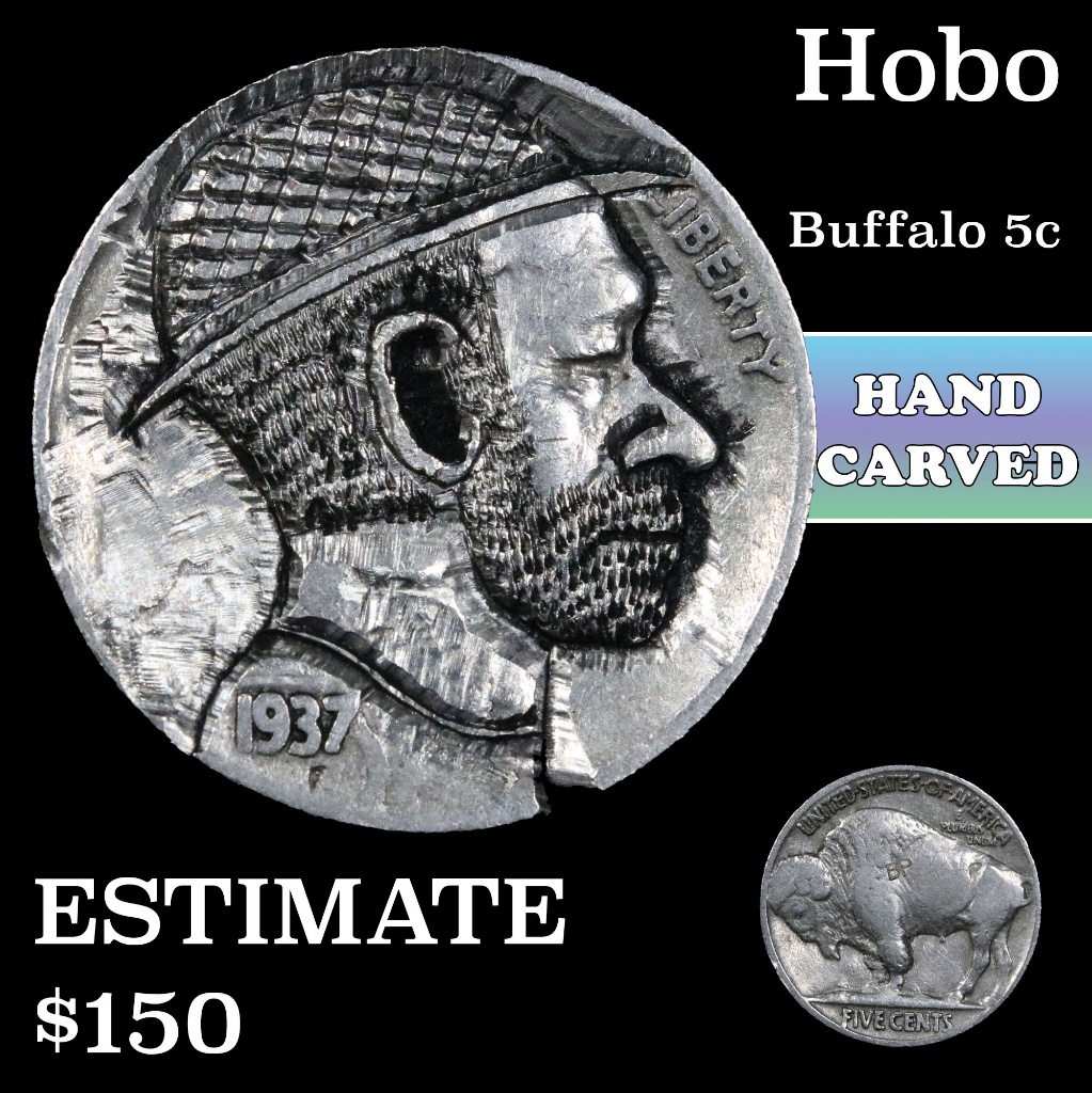 Hobo Buffalo Nickel 5c Grades Hand Carved