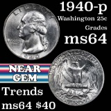 1940-p Washington Quarter 25c Grades Choice Unc