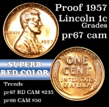 Proof 1957 Lincoln Cent 1c Grades Proof Gem++ RD Cam (fc)