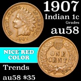 1907 Indian Cent 1c Grades Choice AU/BU Slider