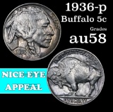 1936-p Buffalo Nickel 5c Grades Choice AU/BU Slider