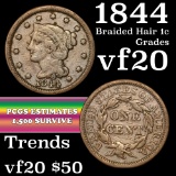 1844 Braided Hair Large Cent 1c Grades vf, very fine