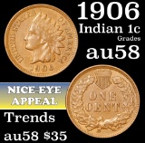 1906 Indian Cent 1c Grades Choice AU/BU Slider