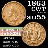 1863 Crossed Cannons Civil War Token 1c Grades Choice AU