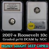 NGC 2007-s  Roosevelt Dime 10c Graded pr70 DCAM by NGC