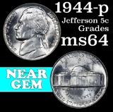 1944-p Jefferson Nickel 5c Grades Choice Unc