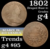 1802 Draped Bust Large Cent 1c Grades g, good