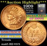 ***Auction Highlight*** 1909 Indian Cent 1c Graded GEM Unc RD by USCG (fc)