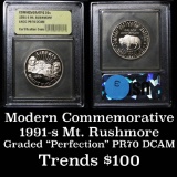 1991-s Mount Rushmore Modern Commem Half Dollar 50c Graded ms70, Perfection by USCG