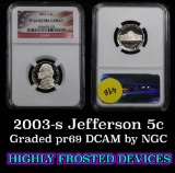 NGC 2003-s Jefferson Nickel 5c Graded pr69 DCAM by NGC