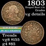 1803 Draped Bust Half Cent 1/2c Grades vg details