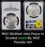 NGC 1922-p Peace Dollar $1 Graded ms64 by NGC