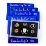 Lot of 5 sets US Mint Proof Sets 1968-1972 OGP