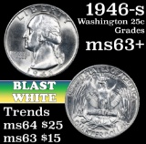 1946-s Washington Quarter 25c Grades Select+ Unc