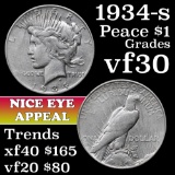 1934-s Peace Dollar $1 Grades vf++