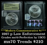 1997-p Law Officers Modern Commem Dollar 1 Graded ms70, Perfection by USCG