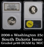 NGC 2006-s South Dakota  Washington Quarter 25c Graded pr69 DCAM by NGC