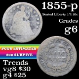 1855-p Seated Liberty Half Dime 1/2 10c Grades g+