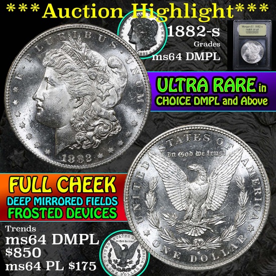 ***Auction Highlight*** 1882-s Morgan Dollar $1 Graded Choice Unc DMPL By USCG (fc)