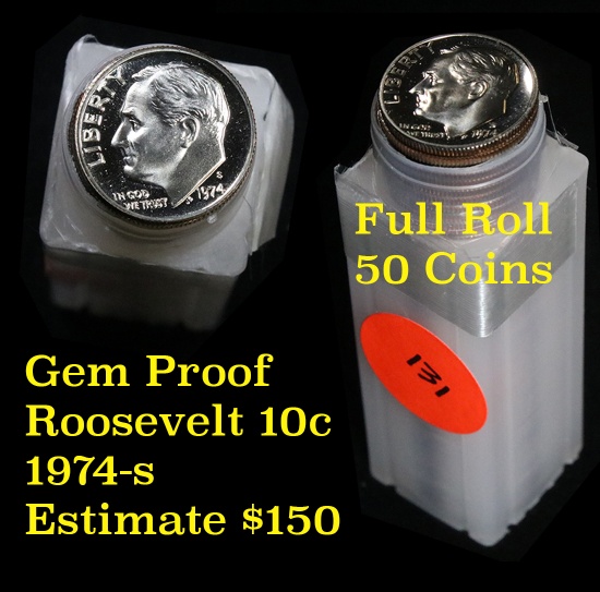 ***Auction Highlight*** Proof roll 1974-s Roosevelt Dimes 10c, 50 pc roll (fc)