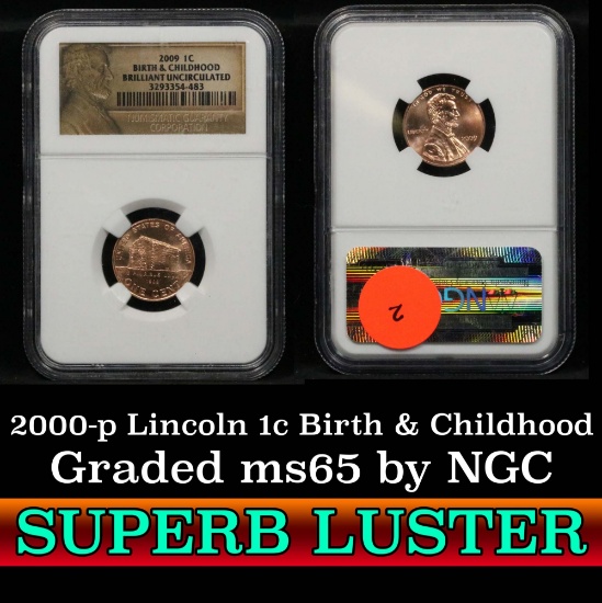 NGC 2009-p Birth & Childhood Lincoln Cent 1c Graded ms65 by NGC