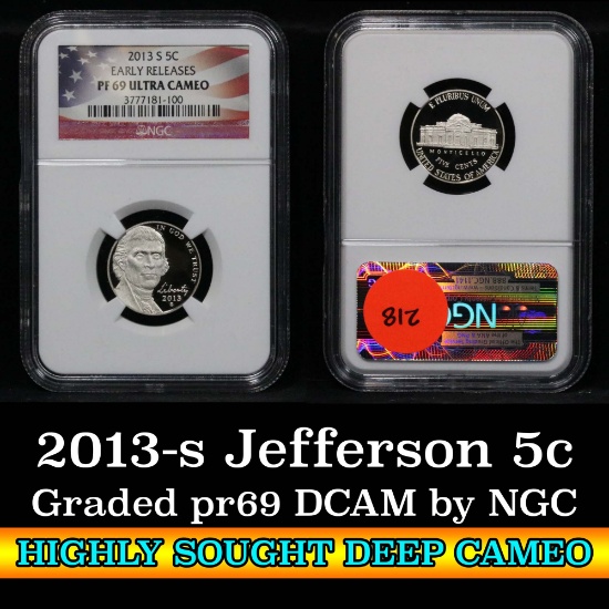 NGC 2013-s Early Releases Jefferson Nickel 5c Graded pr69 DCAM by NGC