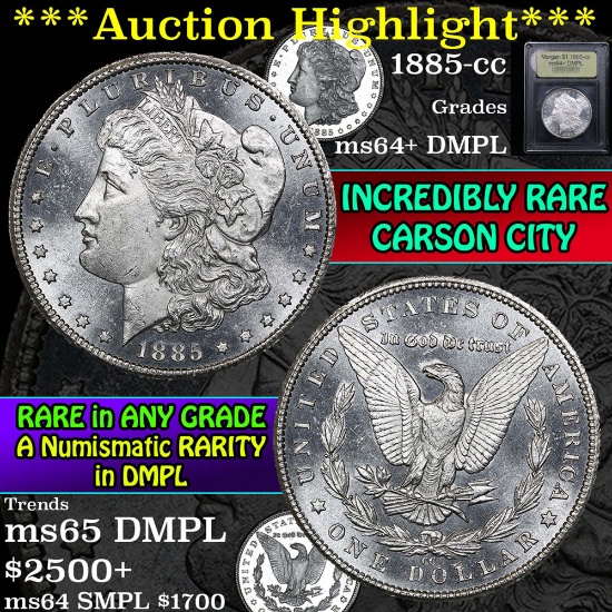 ***Auction Highlight*** 1885-cc Morgan Dollar $1 Graded Choice Unc+ DMPL By USCG (fc)