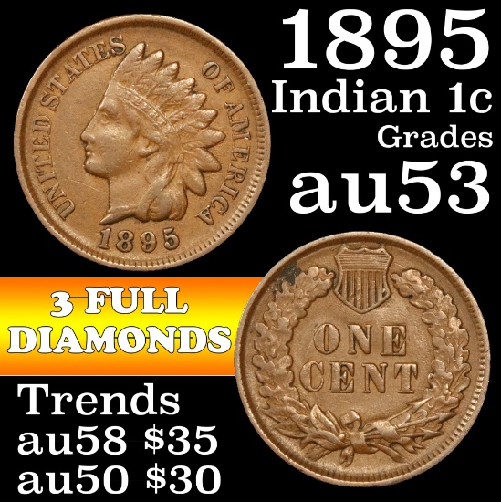 1895 Indian Cent 1c Grades Select AU