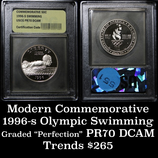 1996-s Olympics Swimming Modern Commem Half Dollar 50c Graded GEM++ Proof Deep Cameo by USCG