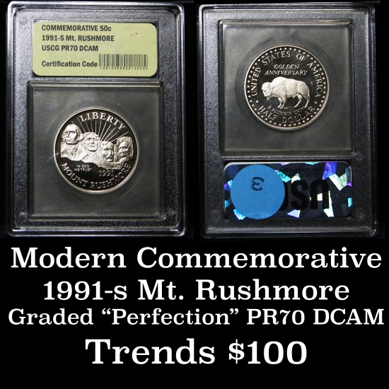 1991-S Mount Rushmore Modern Commem Half Dollar 50c Graded GEM++ Proof Deep Cameo By USCG