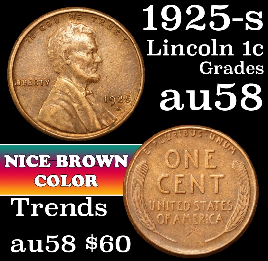 1925-s Lincoln Cent 1c Grades Choice AU/BU Slider