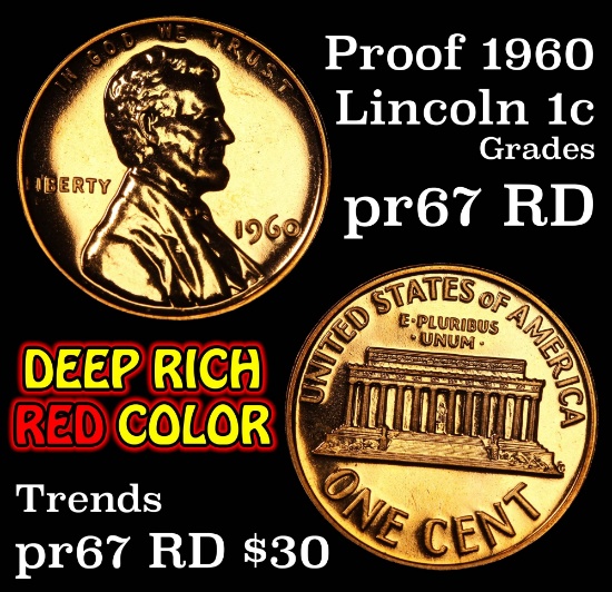 1960 Lincoln Cent 1c Grades Gem++ Proof Red