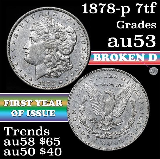 1878-p 7tf Morgan Dollar $1 Grades Select AU