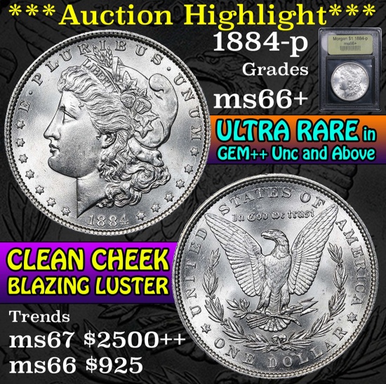 ***Auction Highlight*** 1884-p Morgan Dollar $1 Graded GEM++ Unc By USCG (fc)