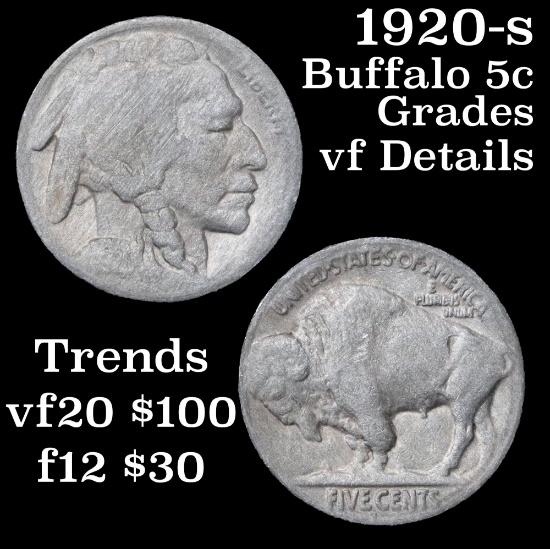 1920-s Buffalo Nickel 5c Grades vf details