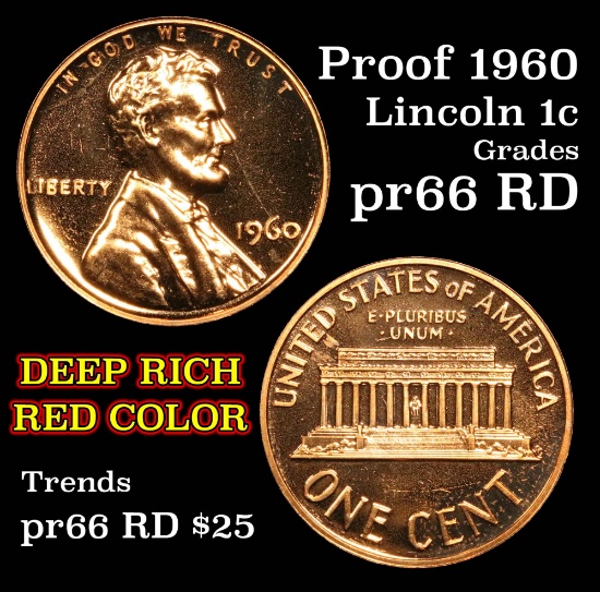 1960 Lincoln Cent 1c Grades Gem+ Proof Red