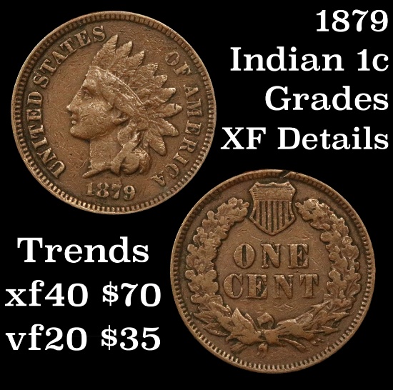 1879 Indian Cent 1c Grades xf details