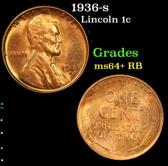 1936-s . . Lincoln Cent 1c Grades Choice+ Unc RB