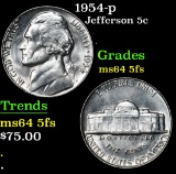 1954-p . . Jefferson Nickel 5c Grades Choice Unc 5fs