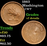1863 Washington . . Civil War Token 1c Grades vf details